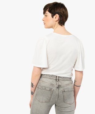 Tee-shirt femme à manches volants avec col brodé vue3 - GEMO 4G FEMME - GEMO