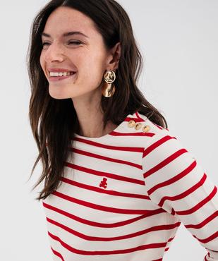 Tee-shirt manches longues rayé marinière femme - LuluCastagnette vue5 - LULU CASTAGNETTE GEMO FOR GOOD - GEMO