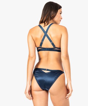 Soutien-gorge satiné à bonnets moulés et empiècement fleuri vue3 - GEMO(HOMWR FEM) - GEMO