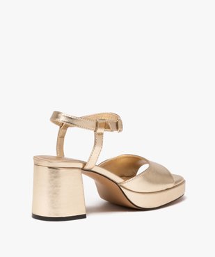 Sandales femme à talon flare métallisées avec bride cheville vue5 - GEMO(URBAIN) - GEMO