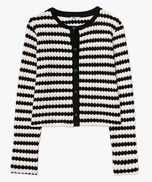 Gilet rayé en fine maille ajourée femme vue4 - GEMO(FEMME PAP) - GEMO