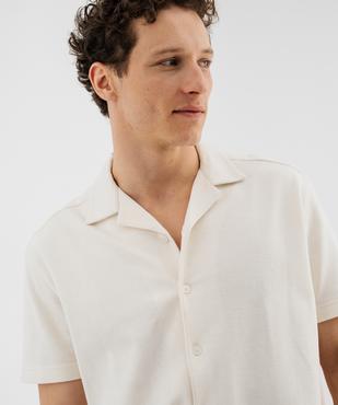 Chemise manches courtes à col cubain en maille piquée homme vue2 - GEMO 4G HOMME - GEMO