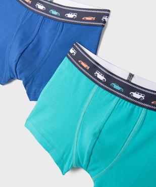 Boxers en coton stretch unis avec ceinture fantaisie garçon (lot de 2) vue2 - GEMO 4G GARCON - GEMO