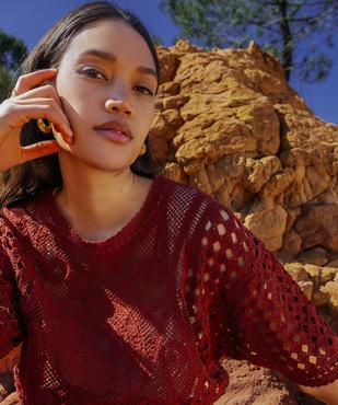 Pull manches courtes ajouré façon crochet femme vue4 - GEMO(FEMME PAP) - GEMO