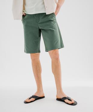 Bermuda en coton extensible coupe Regular avec ceinture tressée homme vue1 - GEMO (HOMME) - GEMO