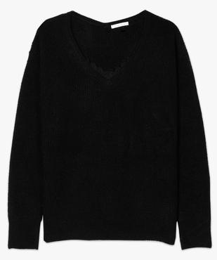 Pull femme en grosse maille douce à col V finition dentelle vue4 - GEMO(FEMME PAP) - GEMO