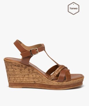Sandales femme compensées dessus cuir - Tanéo vue1 - TANEO - GEMO