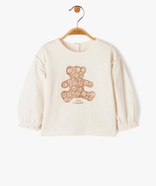 Tee-shirt bébé fille à manches longues fantaisie et broderie - LuluCastagnette vue1 - LULUCASTAGNETTE - GEMO