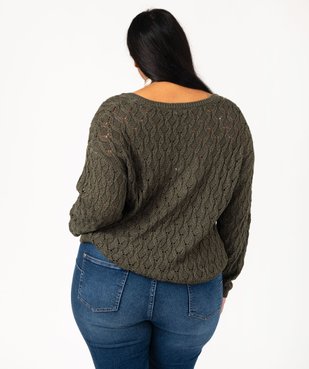 Pull femme grande taille en maille ajourée fantaisie et col V vue3 - GEMO (G TAILLE) - GEMO
