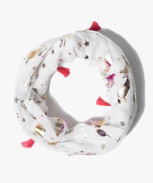 Foulard fille snood multiposition à pompons vue1 - GEMO 4G FILLE - GEMO