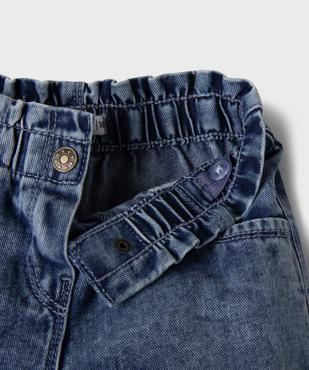 Jean délavé avec ceinture élastique bébé fille vue2 - GEMO(BEBE DEBT) - GEMO