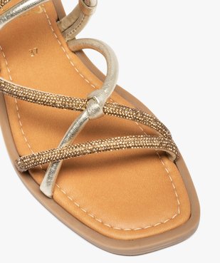 Sandales femme à talon plat dessus strass vue6 - GEMO (CASUAL) - GEMO