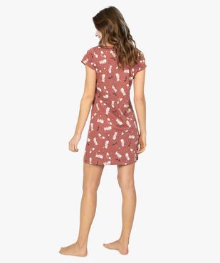 Chemise de nuit imprimée à manches courtes femme à motif all over fantaisie vue3 - GEMO 4G FEMME - GEMO
