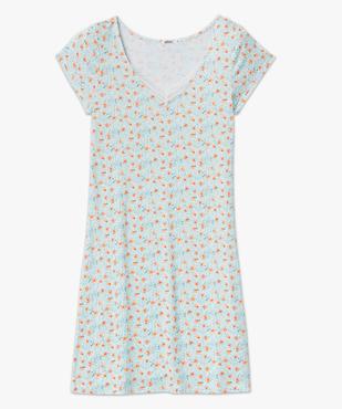 Chemise de nuit en maille extensible avec col V en dentelle femme vue4 - GEMO 4G FEMME - GEMO