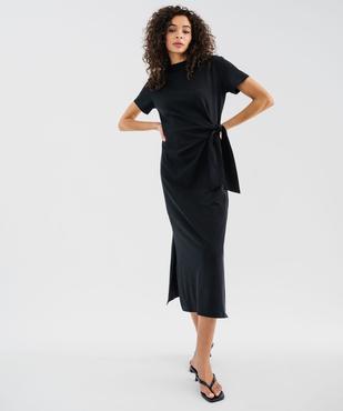 Robe longue à manches courtes en jersey de coton femme vue1 - GEMO(FEMME PAP) - GEMO