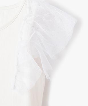 Tee-shirt fille avec empiècements en tulle sur les épaules vue2 - GEMO (ENFANT) - GEMO
