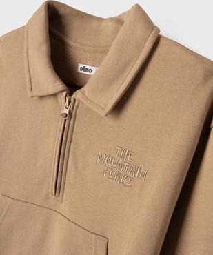 Sweat avec col polo zippé garçon vue2 - GEMO (ENFANT) - GEMO