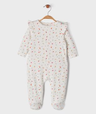 Pyjama en velours avec volants et motifs coeurs bébé fille vue1 - GEMO 4G BEBE - GEMO