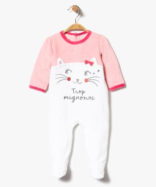 Pyjama en velours pour bébé fille motif chat vue1 - GEMO(BB COUCHE) - GEMO