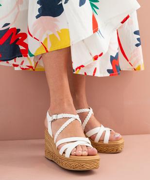 Sandales à brides avec semelle plateforme aspect corde femme - Valentina Baldano vue1 - VALENTINA BALDA - GEMO