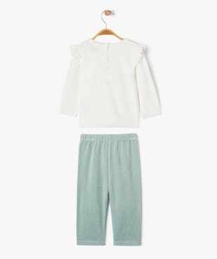 Pyjama en velours 2 pièces avec épaules volantées bébé vue4 - GEMO 4G BEBE - GEMO