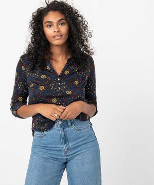 Tee-shirt femme avec manches ¾ avec smocks sur les épaules vue1 - GEMO 4G FEMME - GEMO