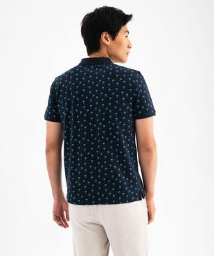 Polo manches courtes en maille de coton piquée à motifs palmies homme vue3 - GEMO 4G HOMME - GEMO