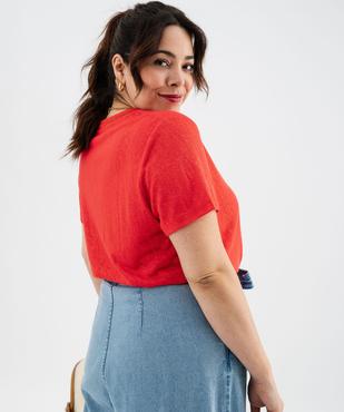 Tee-shirt manches courtes pailleté à col V femme grande taille vue6 - GEMO (G TAILLE) - GEMO