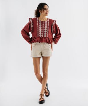 Short en coton ample à revers et taille élastiquée femme vue4 - GEMO 4G FEMME - GEMO