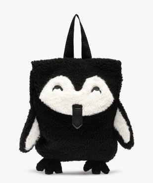 Sac à dos enfant maternelle en sherpa à motif pingouin vue1 - GEMO (ENFANT) - GEMO