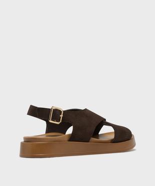 Sandales plates avec brides en cuir croisées femme - Tanéo vue4 - TANEO - GEMO