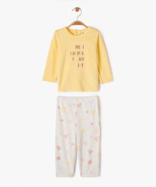 Pyjama en velours 2 pièces avec inscription brodée bébé fille vue1 - GEMO(BB COUCHE) - GEMO