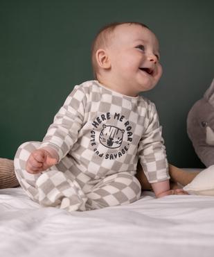 Pyjama en velours à motifs damiers bébé garçon vue5 - GEMO 4G BEBE - GEMO