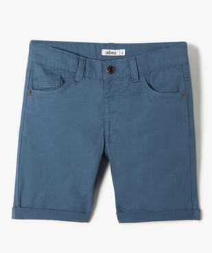 Bermuda garçon en coton twill uni à revers vue1 - GEMO 4G GARCON - GEMO