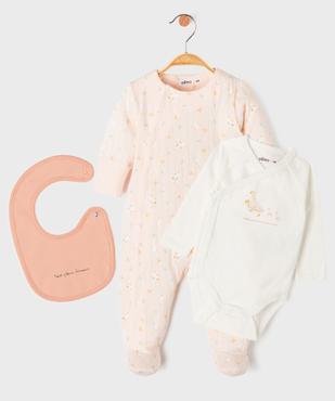 Ensemble 3 pièces bavoir, body et pyjama bébé vue1 - GEMO(BB COUCHE) - GEMO