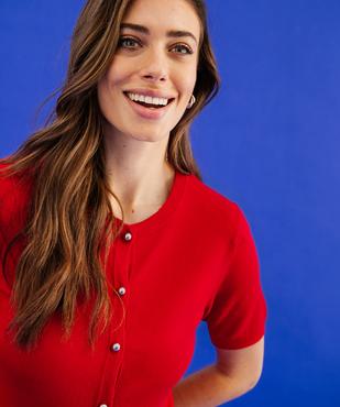 Gilet à manches courtes en maille fine et souple femme vue2 - GEMO 4G FEMME - GEMO