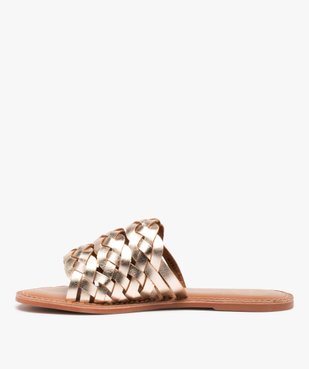 Mules femme à talon plat dessus cuir tressé - Tanéo Coupe spéciale pied large vue3 - TANEO - GEMO