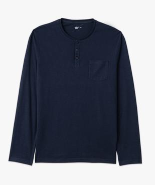 Tee-shirt à manches longues et col tunisien avec poche poitrine homme vue4 - GEMO 4G HOMME - GEMO