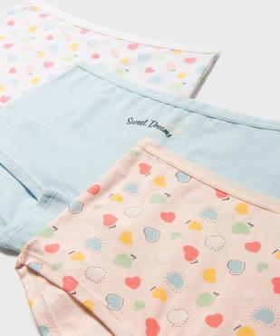 Boxers en coton stretch à motifs coeurs fille (lot de 3) vue2 - GEMO 4G FILLE - GEMO