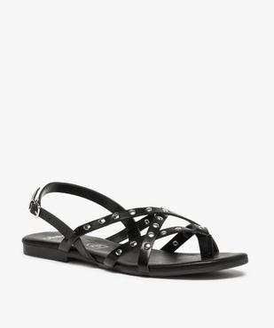 Sandales femme à talon plat et brides ornées de clous  vue2 - GEMO (CASUAL) - GEMO