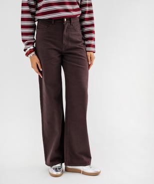 Pantalon wide leg à taille haute en coton femme vue2 - GEMO 4G FEMME - GEMO