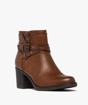 Boots femme à talon carré avec zip intérieur et col fantaisie vue3 - GEMO(URBAIN) - GEMO