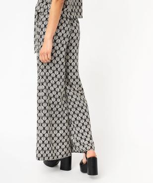 Pantalon large et fluide à taille haute ceinturée femme vue3 - GEMO 4G FEMME - GEMO