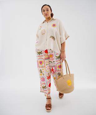 Chemise manches courtes en gaze de coton brodée femme grande taille vue4 - GEMO (G TAILLE) - GEMO