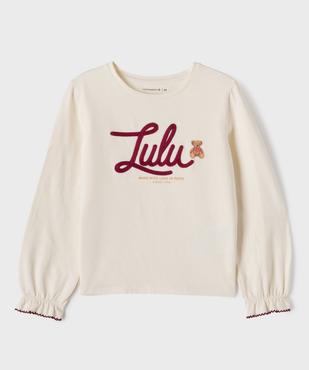 Tee-shirt manches longues blousantes en jersey extensible fille - LuluCastagnette vue2 - LULU CASTAGNETTE G4G D - GEMO