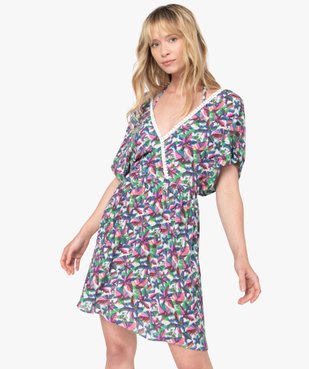 Robe de plage femme à motifs fleuris  vue1 - GEMO (PLAGE) - GEMO