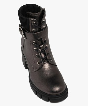 Boots femme à talon cranté et col chaussette effet métallisé scintillant vue5 - 5 MILES - GEMO