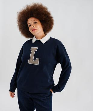 Sweat à col chemise amovible femme grande taille - LuluCastagnette vue1 - LULU CASTAGNETTE GEMO FOR GOOD - GEMO
