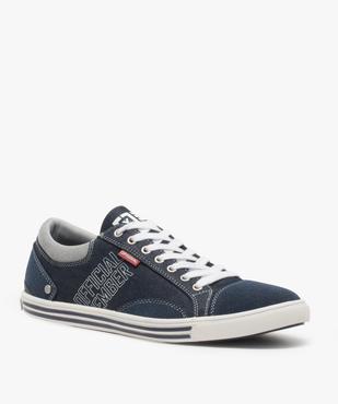 Baskets homme en toile avec surpiqûres contrastantes vue2 - GEMO (CASUAL) - GEMO