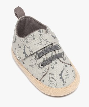 Chaussons de naissance bébé garçon en toile dinosaures vue5 - GEMO 4G BEBE - GEMO